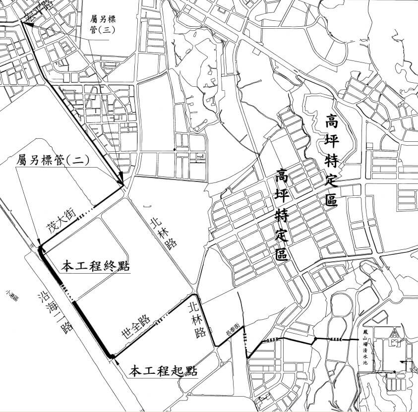 工程實績/1管線工程/清水管線/CA07鳳山淨水場民生送水幹管汰換管線工程一